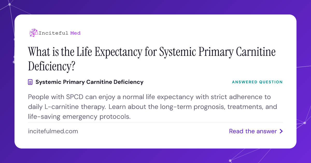 long term use of l carnitine What is the Life Expectancy for Someone with SPCD?